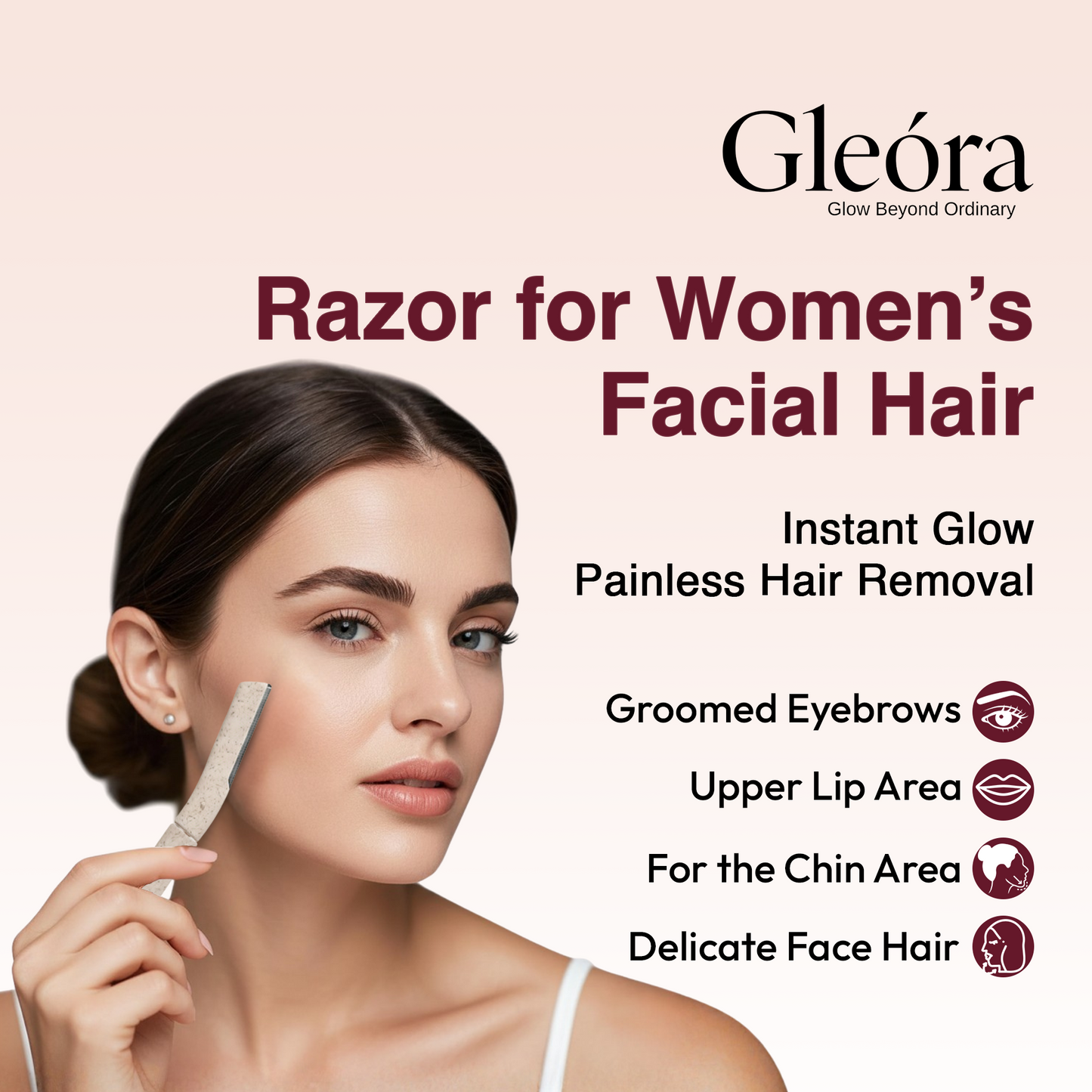 Gleora Face & Eyebrow Razor for Women - (Pack of 3)