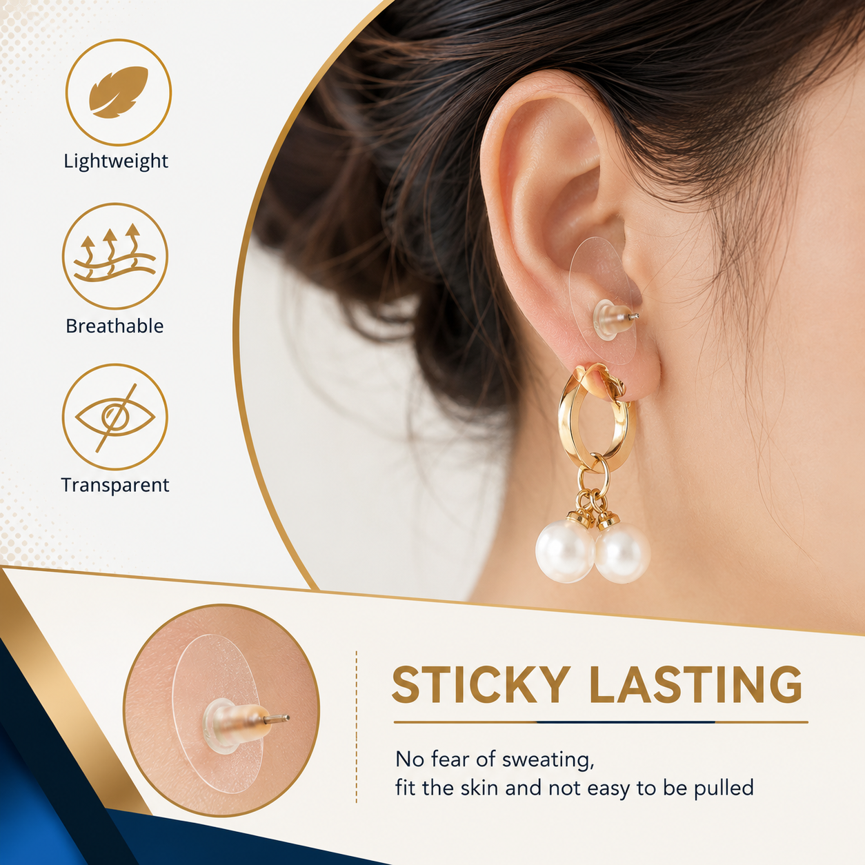 Invisible Earlobe Support Patch for Heavy Earrings – 30 Patches