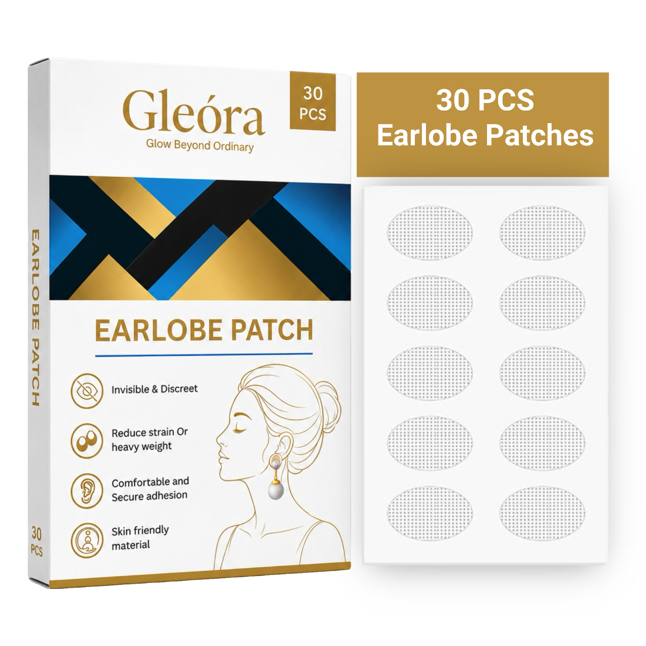 Invisible Earlobe Support Patch for Heavy Earrings – 30 Patches
