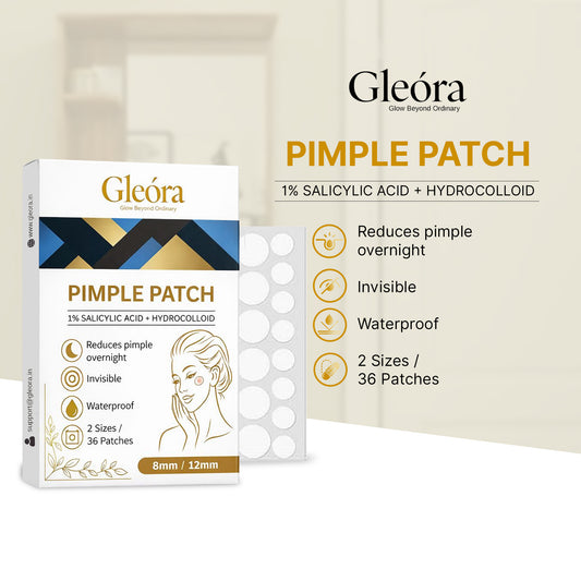 Gleóra Pimple Patch (36 Patches) Acne Spot Treatment | Invisible, Waterproof, Overnight Pimple Removal (8mm & 12mm)