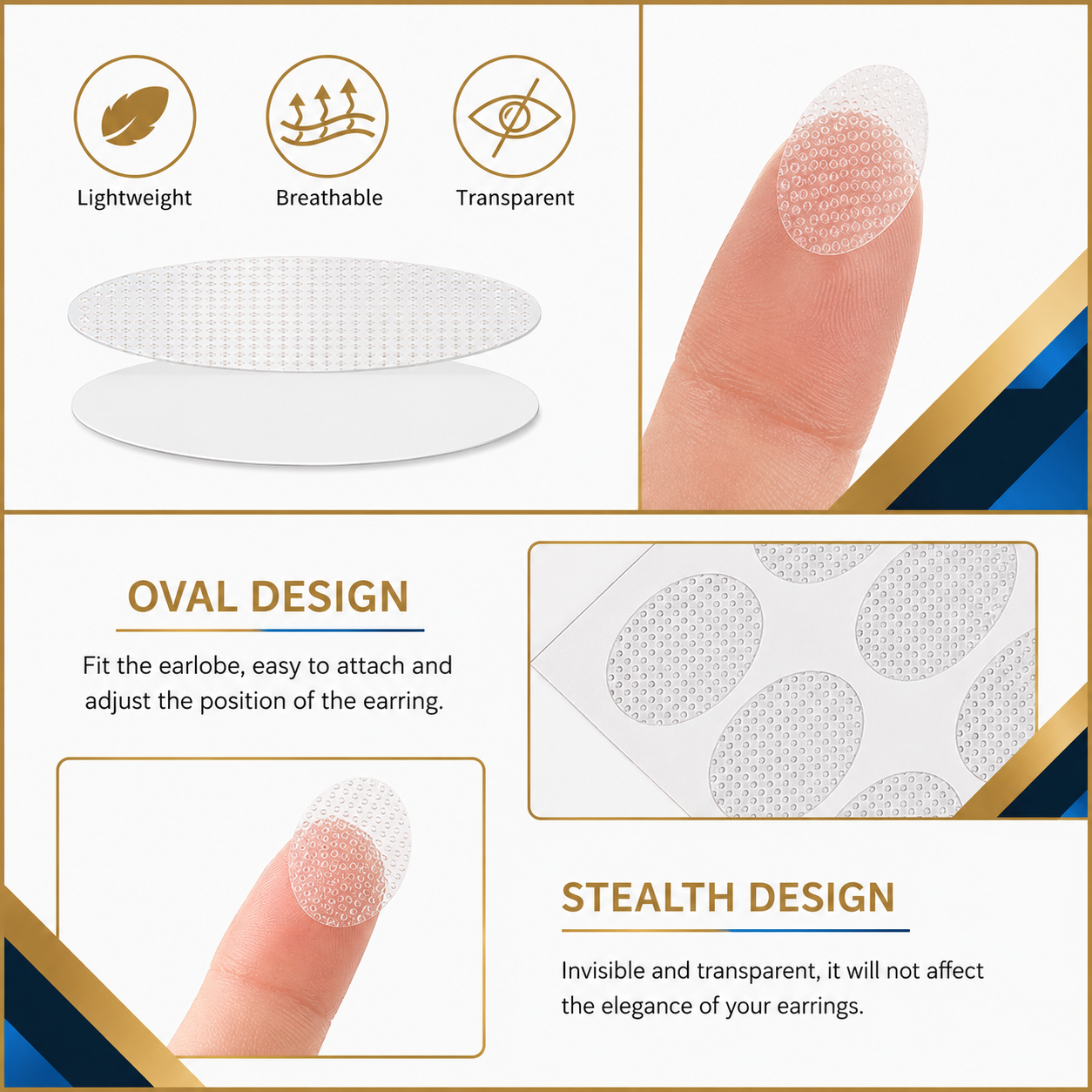 Invisible Earlobe Support Patch for Heavy Earrings – 30 Patches