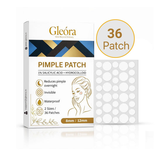 Gleóra Pimple Patch (36 Patches) Acne Spot Treatment | Invisible, Waterproof, Overnight Pimple Removal (8mm & 12mm)