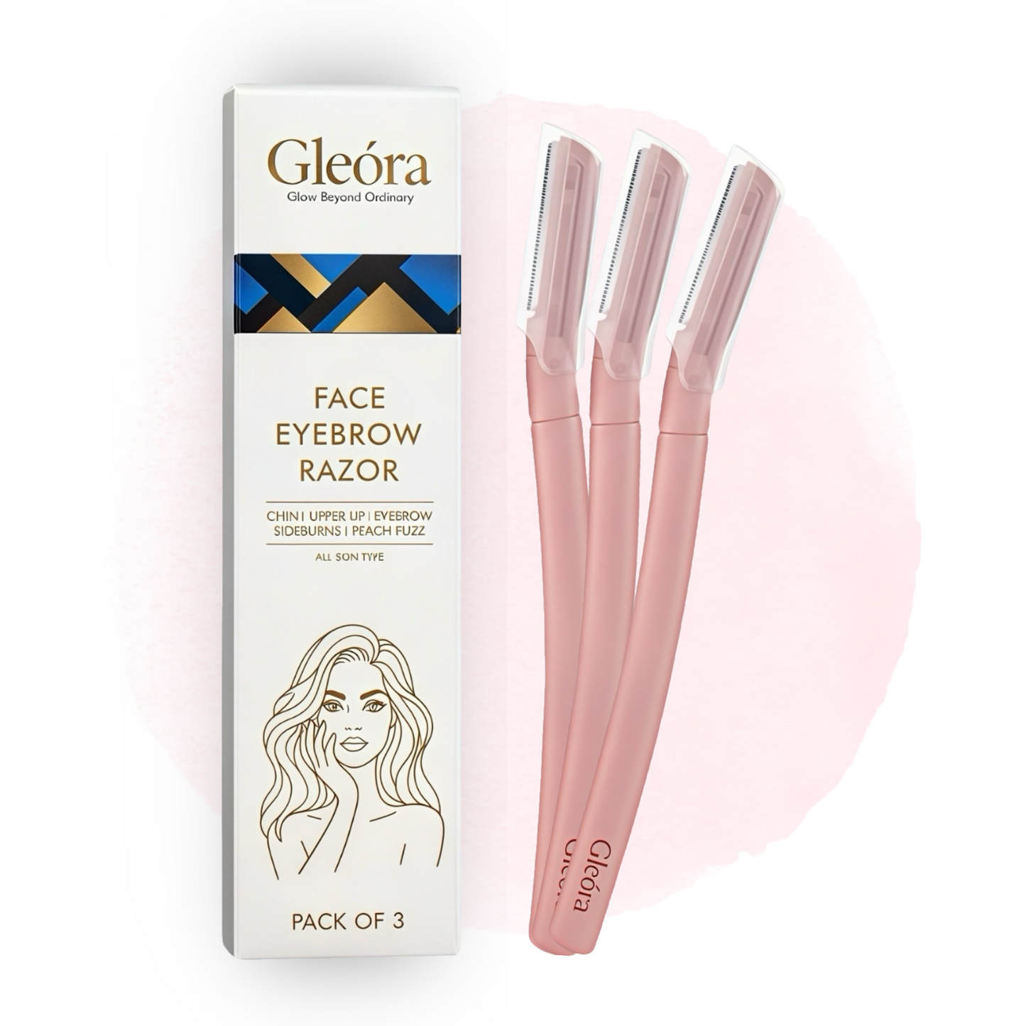 Gleora Face & Eyebrow Razor for Women – Pack of 3