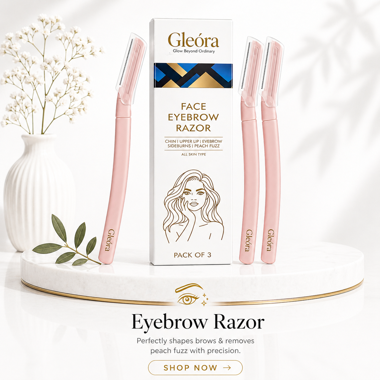 gleora face razor for women for eyebrow shaping and facial hair removal
face razor
eyebrow razor